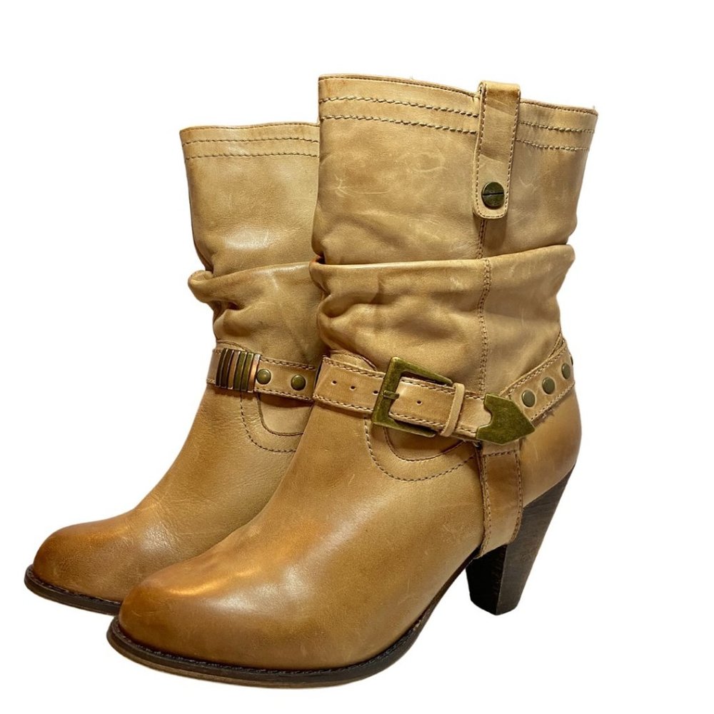 Aldo Brown High Bootie Boot Sz 40 Tan Leather